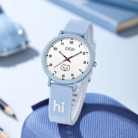 Cartoon Quartz Watch Silicone Strap Waterproof Arabic Numerals Candy Color Casual Timepiece For Students Girls Teens