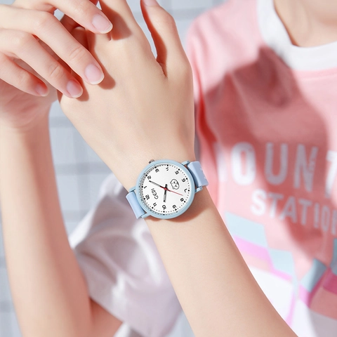 Cartoon Quartz Watch Silicone Strap Waterproof Arabic Numerals Candy Color Casual Timepiece For Students Girls Teens