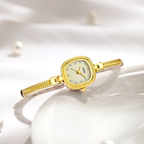 Orologio Al Quarzo Con Bracciale Da Donna Lega Piccolo Quadrante Quadrato Rotondo Marcatori In Strass Elegante Impermeabile