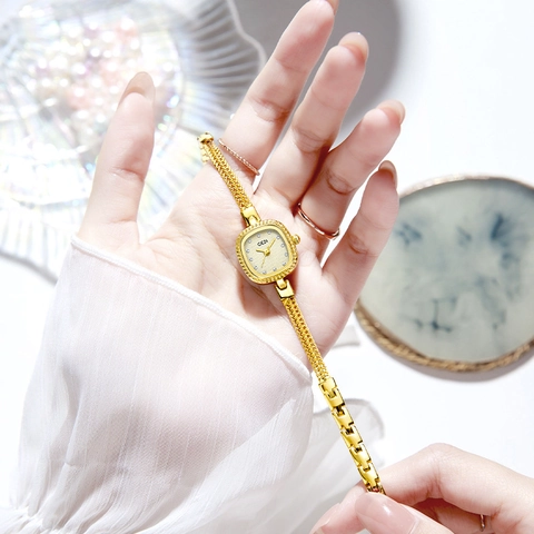 Orologio Al Quarzo Con Bracciale Da Donna Lega Piccolo Quadrante Quadrato Rotondo Marcatori In Strass Elegante Impermeabile