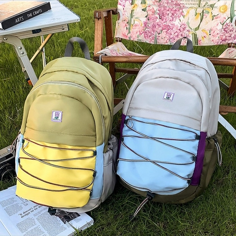 Zaino Per Bambini Patchwork Alla Moda Nylon Leggero Cartella Per Ragazzi Ragazze Traspirante Viaggio All Aperto