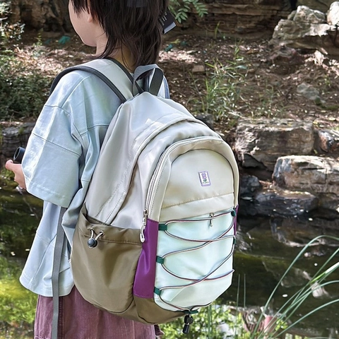 Zaino Per Bambini Patchwork Alla Moda Nylon Leggero Cartella Per Ragazzi Ragazze Traspirante Viaggio All Aperto