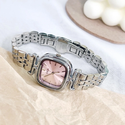 Orologio Al Quarzo Da Donna Cassa In Lega Cinturino In Acciaio Inossidabile Quadrante Quadrato Resistente All'acqua Elegante