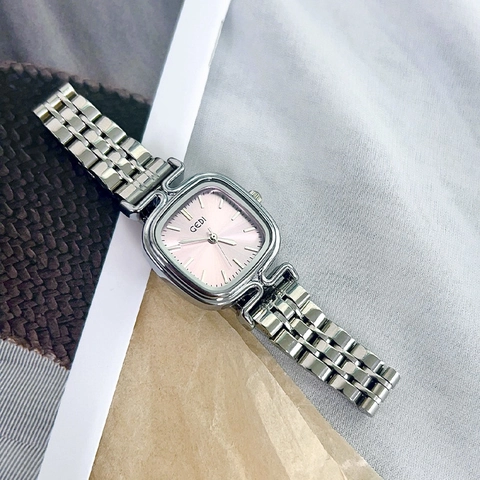 Orologio Al Quarzo Da Donna Cassa In Lega Cinturino In Acciaio Inossidabile Quadrante Quadrato Resistente All'acqua Elegante