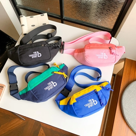 Riñonera Para Niños Tela Oxford Bloque De Color Bolso De Pecho Correa Ajustable Deportivo Exterior Informal Niños Niñas