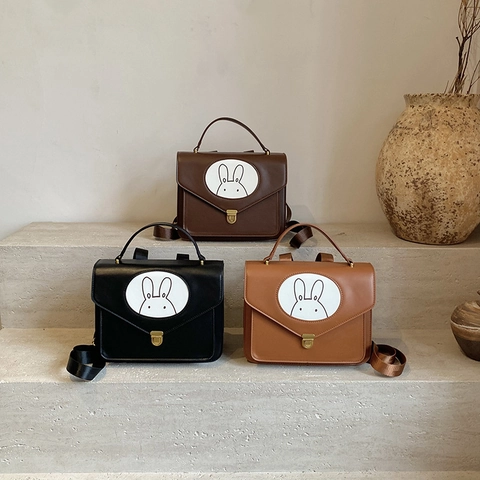 Zaino Retrò Per Bambini In Pelle PU Con Motivo Coniglio Cartella Scolastica Vintage Per Ragazzi E Ragazze