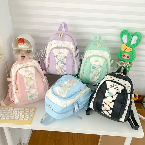 Zaino Bambini Stampa Stelle Coulisse Traspirante Cartella Scolastica Per Asilo Ragazzi Ragazze Stile Coreano Carino