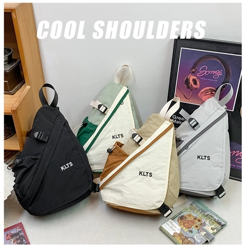 Kinder Dreieck Brusttasche Nylon Color Block Umhängetasche Outdoor Lässig Verstellbarer Riemen Mode Schultertasche