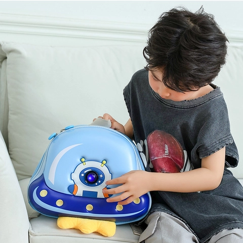 Mochila Niños 3D Astronauta OVNI Ligera EVA Tela Oxford Escolar Para Jardín De Infancia Niños Pequeños Dibujos Ojos LED