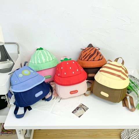 Cartoon Kids Backpack Breathable Twill Mesh Preschool School Bag Cute Fruit Animal Space Theme For Toddlers Boys Girls
