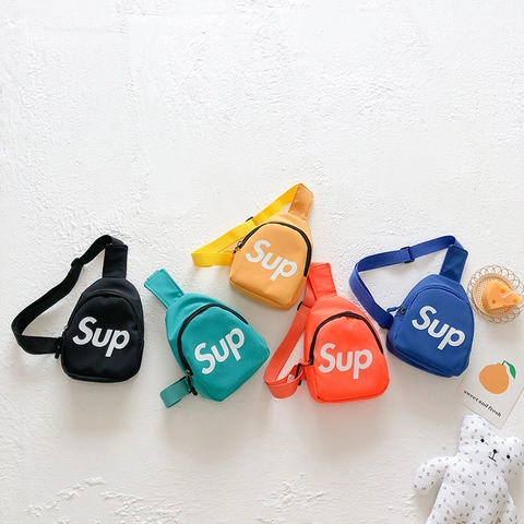 Kids Chest Bag Nylon Adjustable Strap Crossbody Waist Pack Letter Print Casual Streetwear Fashion For Boys Girls