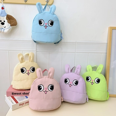 Mochila De Conejo De Dibujos Animados Para Niños Pequeños Nylon Ligera Correas Ajustables Bolsa Escolar Para Jardín De Infancia