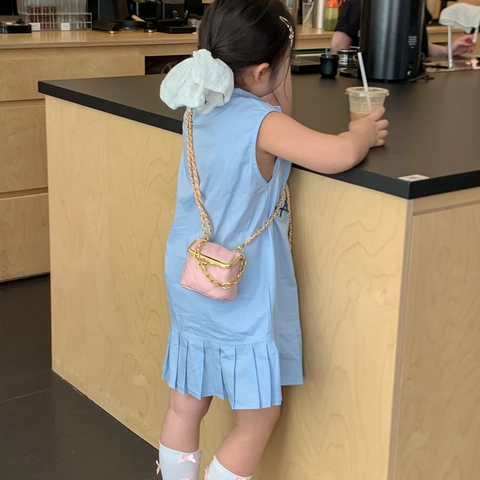 Mini Borsa A Tracolla Per Bambine Pelle PU Trapuntata Tracolla Catena Metallica Chiusura A Scatto Borsa Elegante