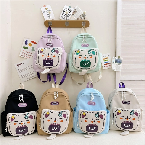 Zaino Bambini Nylon Leggero Grande Capacità Scuola Viaggio Borsa Cartone Animato Orso Modello Ragazzi Ragazze Carino Traspirante