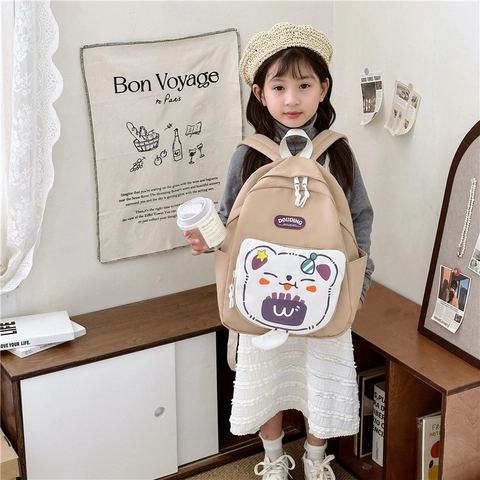 Zaino Bambini Nylon Leggero Grande Capacità Scuola Viaggio Borsa Cartone Animato Orso Modello Ragazzi Ragazze Carino Traspirante
