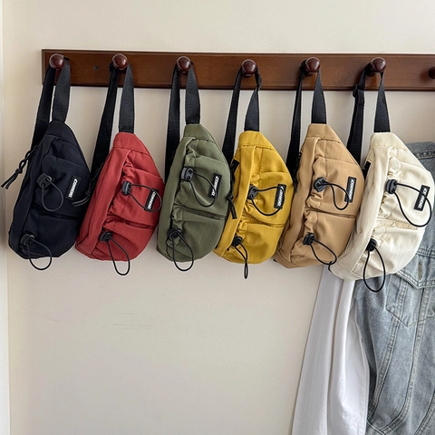 Kids Waist Bag Canvas Nylon Drawstring Adjustable Strap Casual Street Style For Boys Girls