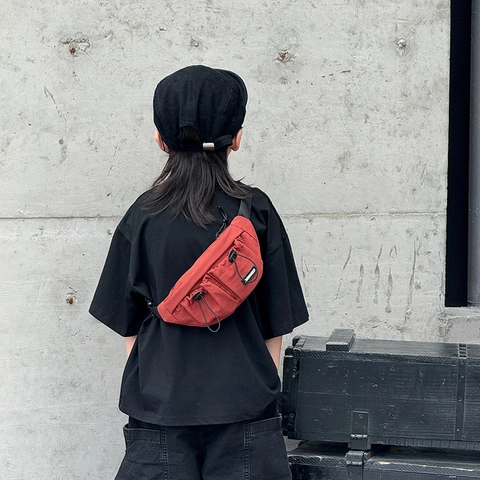 Kids Waist Bag Canvas Nylon Drawstring Adjustable Strap Casual Street Style For Boys Girls