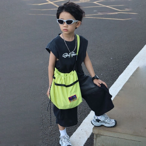 Borsa A Tracolla Bambini Nylon Coulisse Grande Capacità Street Style Moda All'aperto Borsa Per Bambini