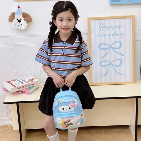 Mochila Infantil Gato Dibujos Animados Guitarra Lentejuelas Cuero PU Mini Bolsa Escolar Jardín De Infancia