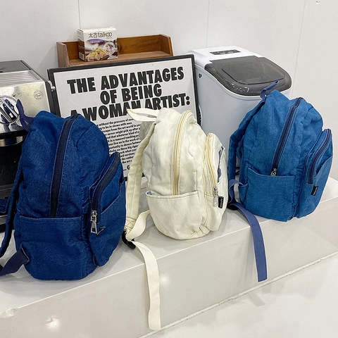 Sac À Dos Enfants Denim Toile Respirant École Voyage Moderne Cool Garçons Filles Sac De Jour Décontracté Léger