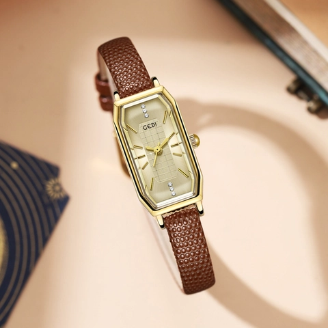 Orologio Al Quarzo Vintage Da Donna Cassa In Lega Dorata Cinturino In Pelle Impermeabile Elegante