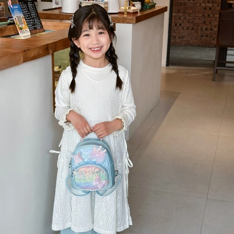 Kids Mini Rugzak PU Leer Pailletten Gewatteerd Met 3D Vlinder En Kunstparel Handvat Voor Kleuterschool Meisjes