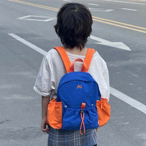 Mochila Para Niños De Nailon Ligero Color En Contraste Cordón Gran Capacidad Bolsa Escolar Para Niños Niñas Deportivo Casual