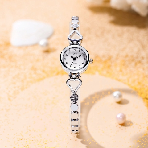 Orologio Al Quarzo Da Donna Lega Bracciale A Forma Di Cuore Cavo Strass Elegante Lusso Accessorio Moda