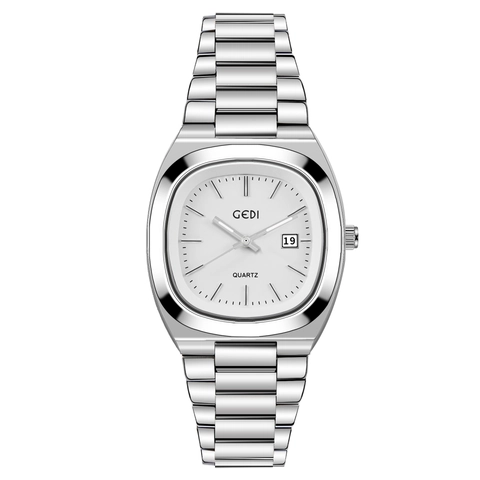 Reloj De Pulsera Para Mujer Movimiento De Cuarzo Correa De Acero Inoxidable Pantalla De Día Y Fecha Resistente Al Agua Caja De Tonneau Elegante