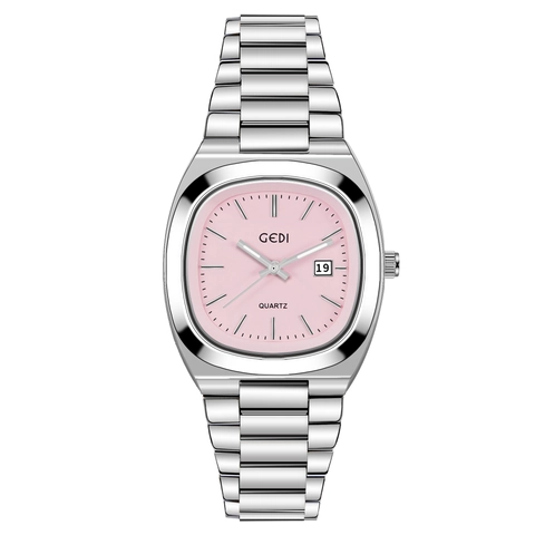 Reloj De Pulsera Para Mujer Movimiento De Cuarzo Correa De Acero Inoxidable Pantalla De Día Y Fecha Resistente Al Agua Caja De Tonneau Elegante