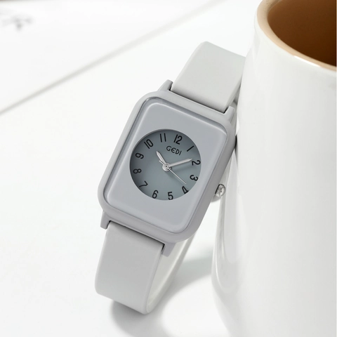 Orologio Da Polso Al Quarzo Quadrato Minimalista Con Cinturino In Silicone Analogico Impermeabile Moda Colore Gelatina Per Donne Studenti