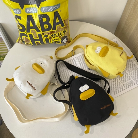 Borsa A Tracolla In Tela Anatra Cartoon Design Animale 3D Tracolla Regolabile Borsa A Spalla Leggera Donne Bambini