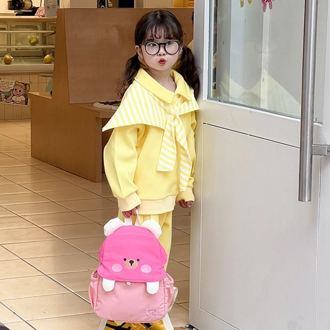 Cartoon Bear Children Backpack Nylon Breathable Kindergarten School Bag Cute 3D Animal Design For Boys Girls
