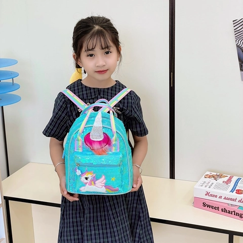 Zaino Con Paillettes Unicorno Per Bambini Tracolla Arcobaleno Cartone Animato Carino Moda Scuola Per Ragazze Asilo