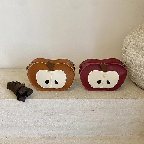 Mini Borsa A Tracolla A Forma Di Mela Per Bambini Simpatico Design Frutta In Pelle PU Con Tracolla Regolabile
