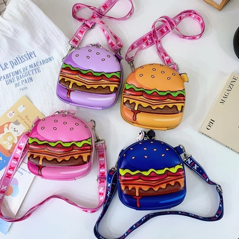 Borsa A Tracolla A Forma Di Hamburger Per Bambini PVC Silicone Cartone Animato Carino Tracolla Regolabile Mini Borsa