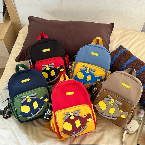 Zaino Per Bambini Cartella Per Bambini Piccoli Elicottero Animato Tridimensionale Nylon Traspirante Leggero Scuola Materna