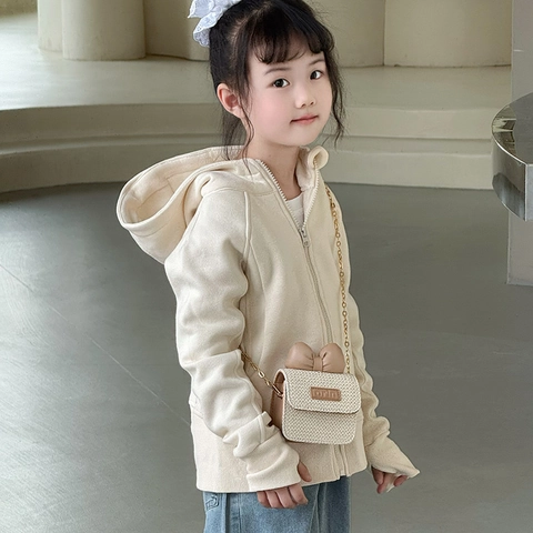 Kinder Mini Stro Geweven Schoudertas Met PU Strik Decor Metalen Ketting Schattige Zomer Crossbody Tas