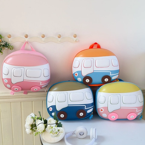 Zaino Autobus Cartoni Animati Bambini Simpatico Forma Scuolabus 3D Guscio Rigido Leggero Impermeabile Per Ragazzi Ragazze