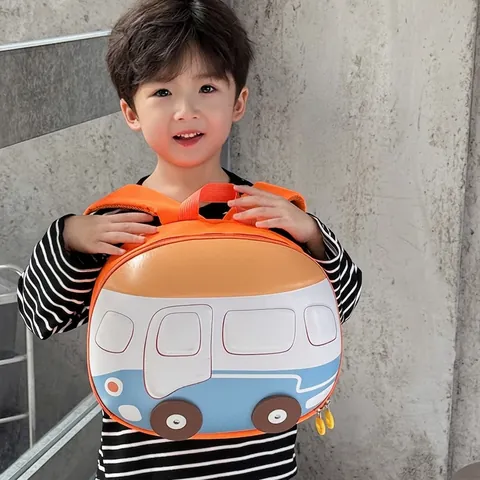 Zaino Autobus Cartoni Animati Bambini Simpatico Forma Scuolabus 3D Guscio Rigido Leggero Impermeabile Per Ragazzi Ragazze