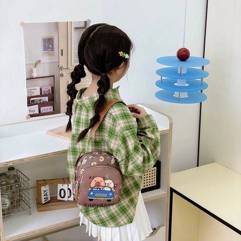 Kids Crossbody Bag Cartoon Capybara Print Nylon Lightweight Adjustable Shoulder Strap Cute For Toddler Boys Girls