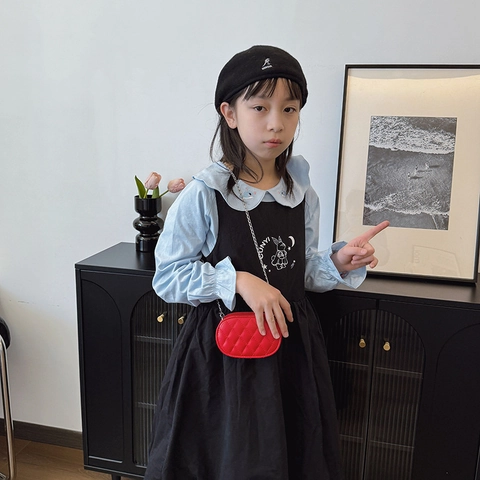 Kinder Mini Crossbody Tas PU Leer Doorgestikt Ruitvormig Ovaal Zilveren Ketting Chique Trendy Schoudertas Peuters