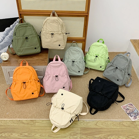 Mochila Escolar De Nylon Para Niños Gran Capacidad Ligera Color Sólido Mochila De Viaje Casual Para Niños Niñas Estudiantes