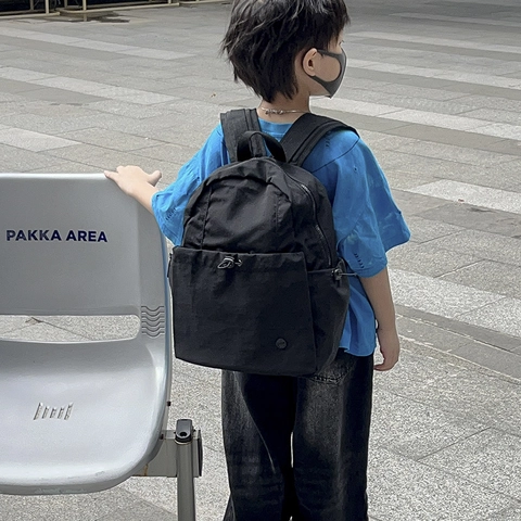 Mochila Escolar De Nylon Para Niños Gran Capacidad Ligera Color Sólido Mochila De Viaje Casual Para Niños Niñas Estudiantes