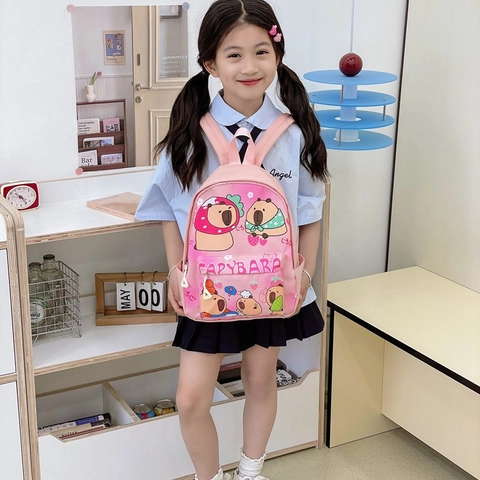 Kinderrucksack Nylon Capybara Cartoon Print Leicht Atmungsaktiv Schultasche Für Kindergarten Kleinkinder Jungen Mädchen