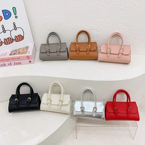 Mini Borsa A Tracolla Per Bambini Pelle PU Grana Litchi Borsa A Mano Fibbie Decorative Patta Borsa A Spalla Per Bambini