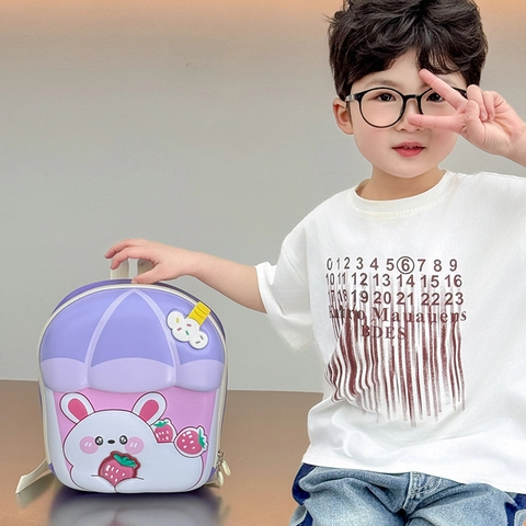 Sac À Dos Pour Enfants Lapin Dessin Animé 3D Fraise Forme Thé Au Lait Coque Rigide EVA Respirant Pour Tout-Petits Garçons Filles