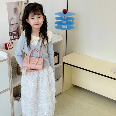 Mini Borsa A Tracolla Per Bambini Pelle PU Grana Litchi Borsa A Mano Fibbie Decorative Patta Borsa A Spalla Per Bambini