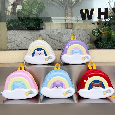 Kids Backpack EVA Oxford Cloth Cartoon Bear Rainbow Cloud Light Up School Bag For Toddlers Preschoolers Cute