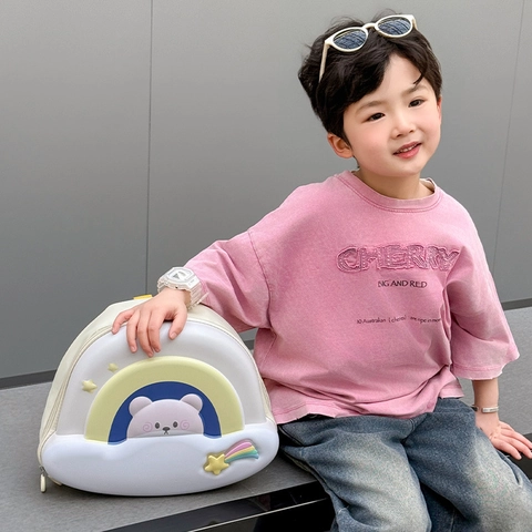 Kids Backpack EVA Oxford Cloth Cartoon Bear Rainbow Cloud Light Up School Bag For Toddlers Preschoolers Cute